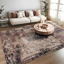 Vintage Brown Abstract Area Rug Home Decor Rug Short Pile Non-Slip Backing Machine Washable Area Rug 4*6/5*7 Feet Ideal For Living Rooms, Bedrooms, Dining Rooms, And Dorm Rooms - màu nâu - Xem 2