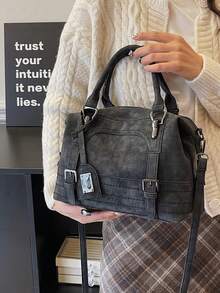 New Vintage Casual Women Handbag Boston Bag For Work Commute, With Shoulder Strap