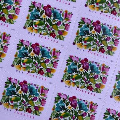 5 Sheets Of 20(100 Stamps). 2024 Celebration Blooms  Stamps Are Suitable For Wedding Invitations,  Collectibles,