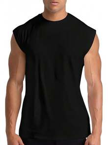 Conjunto de Camisetas Deportivas de Fitness,Chaleco Deportivo de AlgodóN para Hombre,Camiseta de Running de Secado RáPido,Adecuada para Correr,Fitness - Negro+Negro+Negro - Ver 9