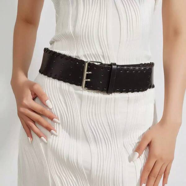 1PC Women's Wide Waist Belt Versatile Dress Waist Cinch Leather Belt Daily Outfit Accessory