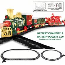 儿童圣诞树电动火车轨道套装圣诞老人货车带圣诞声音灯光玩具成人新年礼物返校 - 彩色 - 查看 5