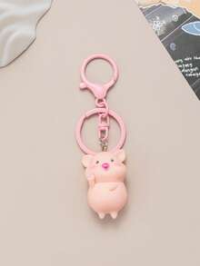 1pc Pink Pig Keychain, Key Chain, Key Ring, Unisex Keyring, Gift For Men, Christmas Decoration, Christmas Gift, Gift For Friends, Gift For Mom, Christmas Present, Teacher Gift, Men's Car Accessories, Bag Pendant Bag Charms Car Sister Gift Ideas