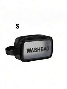 1 pièce Sac de toilette noir en PU à séparation sèche et humide, transparent et imperméable, à double couche, grande capacité, multifonction, sac de rangement pour le maquillage, sac de sport et de natation portable pour hommes et femmes