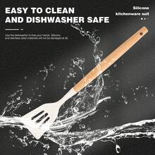 20PCS Silicone Stainless Steel Cooking Utensils-Multifunctional Kitchen Utensil Set, Wooden Handles Kitchen Gadgets Tools Set,Stainless Steel Kitchen Gadgets Accessories, Chef Knife Set,Perfect Kitchen Cooking Tools - White - View 8