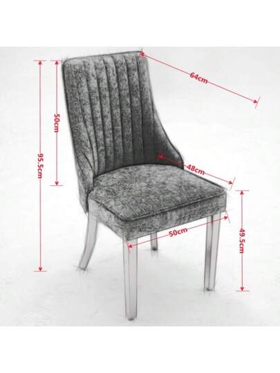 Rayon Cloth Flocking Linen Dining Chairs Channel Kitchen Dinner Stoel Comfy Fabric Upholstered Accent Room Curved Solid Wood Legs,Set Of (Beige), DE1847BG view 2