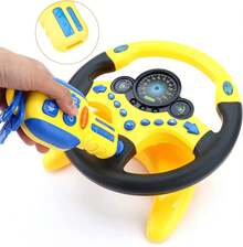 Steering Wheel Toy For Car Backseat Pretend Driving Simulated Driving - Yellow - View 3