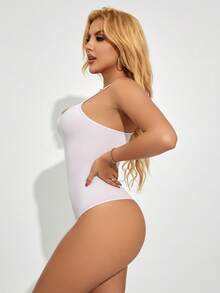 Women's One Shoulder Metallic Bodysuit - Mauve Purple - View 3