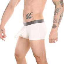 Men's Underwear Separated Pouch Modal Boxer Briefs Elephant Nose Turnks Tagless Boxers{"Size_name":"Medium","Color_name":"White"}