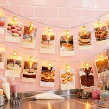 1 pièce Guirlande lumineuse à pinces photo pour fêtes, vacances, anniversaires, mariages, décorations de fiançailles, pinces transparentes, convient pour dortoir, chambre, décoration murale photo pour accrocher photos, images, cartes et notes, guirlande lumineuse, corde lumineuse de chambre en cuivre 1,5 m/3 m/6 10/20/40 LED, bande lumineuse de fée 40 pinces convenant pour centres commerciaux, bars, chambres, fêtes