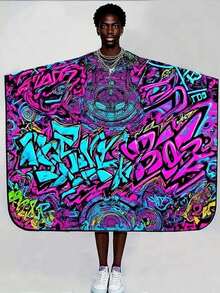 Colorful, High-End, And Fun Original Salon Hairdressing Cloth, Rich In Colors And Bright In Hues, Suitable For Hairdressers And Stylists, Hair, Barber, Hair Tools, Hair Products,Travel Essentials,Travel Essential,Hairstyle,Hairdressing,Hair,Travel,Hair Products,Hair Tools,Hair Stuff,Barber,Barber Accessories,Barbershop,Hairdressing Equipment - Multicolor - View 7