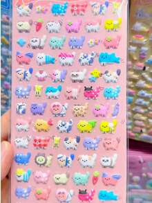 可爱卡通动物泡沫贴纸,文具,笔记本贴纸,笔记本衬纸,贴纸笔记本,不干胶贴纸 - 彩色 - 查看 21