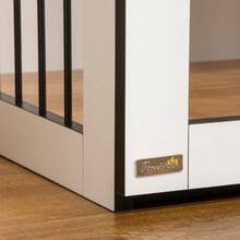 Hundekäfig für die Wohnung | Für kleine & mittelgroße Hunde | Mit verriegelbaren Türen & Spanplatten-Dach | 106x60x76 cm | Dunkelbraun/Weiß | von PawHut - Standard - Übersicht 8