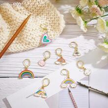 8 Pcs Rainbow Heart Stitch Markers, 8 Styles Enamel Alloy Crochet Stitch Marker Charms Removable Dangle Locking Stitch Marker For Knitting Weaving Sewing Accessories Quilting Handmade Jewelry{"Color_name":"RainbowHeart"} - 彩虹之心 - 查看 3