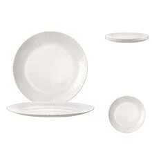 4 Ensaladera de Vidrio Blanco Templado, 23 cm, Antiarañazos, Estilo Tropical con Rielieves, Hecha en Italia - Blanco - Ver 2