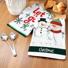 2 piezas/100 piezas Paños de cocina con estampado de muñeco de nieve y alce navideños, adecuados para comedores, cocinas, baños, decoración diaria, fiestas familiares, decoración del hogar y artículos del hogar de colores brillantes. Se puede regalar a alguien.