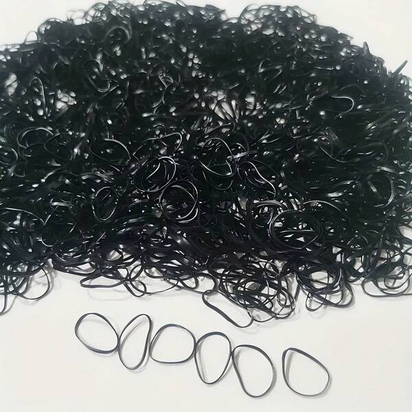 300/600/900pcs Mini Elastic Hair Ties - Soft, Black, Plastic Hair Scrunchies, Suitable For Braids, Wedding Hairstyles, Etc.