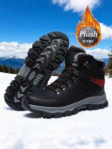 Thickened And Velvet-Lined Winter Men's Snow Boots, High-Quality Non-Slip Men's Hiking Boots, 2025 New Design, Large Size Shoes, Non-Slip Hiking Shoes, Combat Training Boots, Men's Autumn And Winter Boots, Men's Outdoor Hiking Boots, Outdoor Sports Casual Shoes, Long Boots, Black Boots, Gray Boots, Sand Boots, Brown Boots, Men's Cycling Boots Suitable For Cold Weather In Autumn And Winter, Sizes 39-47 (Asymmetrical Pattern)
