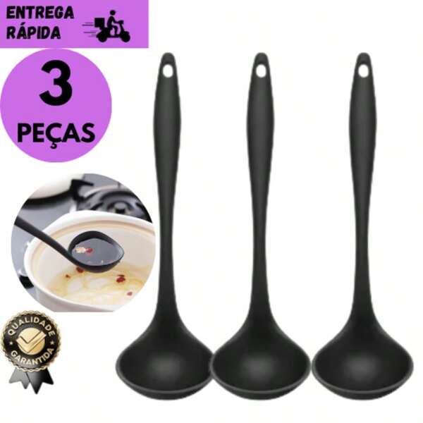 Kit 3 Concha de Silicone Preta Resistente ao Calor Antirrisco Resistente, Antiaderente e Flexível Alta Qualidades