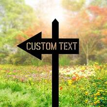1pc Custom Directional Arrow Garden , Metal Destination Arrow Sign, Directional Metal Signpost, Signpost With Plaque, Metal Garden - Black - View 2