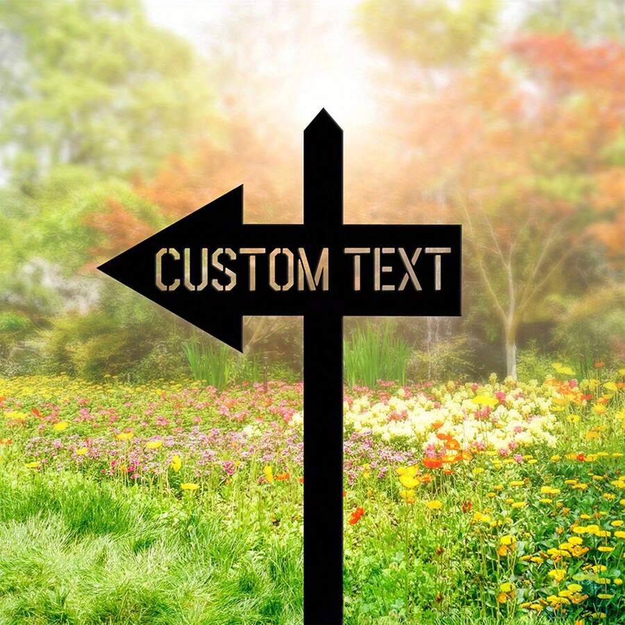 1pc Custom Directional Arrow Garden , Metal Destination Arrow Sign, Directional Metal Signpost, Signpost With Plaque, Metal Garden
