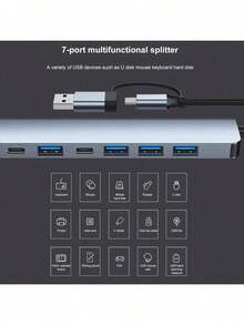 USB C Adapter USB Adapter 3.0, Aluminum 7-In-1 USB Extender, USB Splitter With 1 USB 3.0, 4 USB 2.0 And 2 USB C Ports, For Electronics/Computers And Accessories/Peripherals/Port Adapters/Port Adapters/Aluminum Alloy Housing