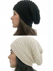 1/2pcs Pleated Beanie Hat, Women Spring/Summer Korean Style Single Layer Knitted Cap, Versatile Ear Warmer Turban Hat