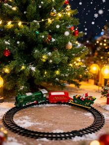 Christmas Train Set - Electric Remote Control Christmas Tree Train Set, Circular Track Around Tree, Lighting & Music Christmas Decor, Holiday Gift - Multicolor - View 7