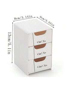 1pc 3-Tier White Drawer Style Storage Box, Space-Saving Multifunctional Office Supplies, Durable PP Material, Snack Toy Jewelry Cosmetic Organizer Box, Desktop Storage Box, Suitable For Office Desk, Study, School, Perfect Christmas/Halloween Gift