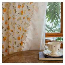 Floral Curtains 84 Inch Length, 2 Panels Semi Sheer Tassel Drapes For Bedroom, Boho Window Treatments Rod Pocket Living Room Curtains, Aesthetic Farmhouse Decor - 多色181 - 查看 5