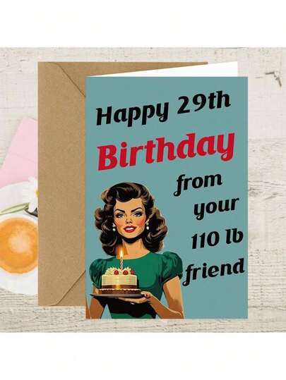 1 pieza Tarjeta de cumpleaños divertida para mujer (16cm X 11cm) - Cumpleaños de su mejor amiga - Tarjetas de cumpleaños únicas para 29, 30, 40, 50, 60, 70 años, adecuadas para ella, mujer, mejor amiga y