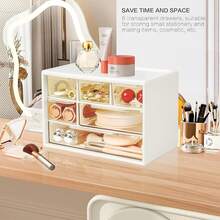 1 Stück Aufbewahrungsbox für den Schreibtisch, einfaches Ins Milchweißes Sechs-Gitter Mehrfach-Gitter Schublade Stationery Notizbuch Box, transparente staubdichte einfache Schreibtisch Trennwand Schublade Aufbewahrungsbox, Geburtstagsgeschenk, Halloween, Thanksgiving Geschenk, für Zuhause Schreibtischzubehör Büro, Schmuckaufbewahrungsbox