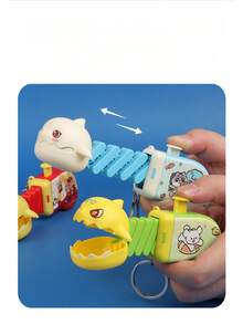 1pc Creative Stress Relief Retractable Shark Key Chain, Press To Extend Spring Mechanical Biting Novelty Pendant, Mini Hair Claw Hanging Ornament, Funny Gag Gift, Happiness Companion - Multicolor - View 4