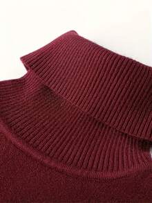 GRDR Men's Casual Versatile Solid Color Turtleneck Knit Sweater, Autumn/Winter - Burgundy - View 4