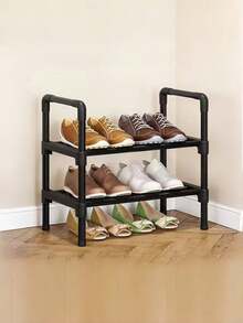 1 pièce Petite étagère à chaussures noire de 45 cm de large, peu encombrante, minimaliste, anti-poussière, robuste, à la mode, facile à monter et à démonter, portable, idéale pour le salon, la chambre, l'entrée, le bureau, la maison, le rangement à plusieurs niveaux, comme cadeau de Noël ou pour les enfants.