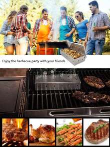 Smoker Box For BBQ Grilling Wood Chips, Stainless Steel Smoking Box Non-Warp For Barbecue, Best Grill Accessories For Charcoal Grill And Gas Grill With Large Capacity - Multicolor - View 3