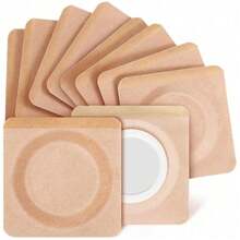 50 قطعة من رقع زيت الخروع - رقع للسرة قابلة للتخلص منها، مانعة للتسرب، لاصقة ذاتيًا، خالية من المواد المسببة للحساسية، سهلة الاستخدام (لون بيج)