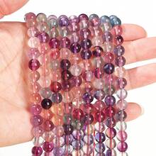 15 英寸串珠，直径 4 毫米、6 毫米、8 毫米、10 毫米，天然石圆珠 - 虎眼石/黑曜石/玛瑙/水晶等。能量清洁/增强天然治疗石，适用于 DIY 珠宝制作、手链、项链和工艺品 - 彩色 - 查看 18