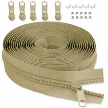 19 rolos / 6 rolos de cores #5/#3 zíper de bobina de nylon por jarda, 4 jardas de comprimento em bobina de nylon contínua com controles deslizantes de zíper, puxador de zíper e travas de zíper para costura de estofados - Série Brown - Ver 3