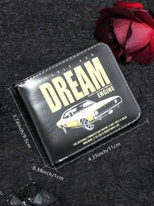 1pc New Men's Wallet Punk Style Car Wallet Unisex Compact Wallet & Card Holder Street Fashion Bifold Wallet For Men Wallet Mini Wallet Purse Wallet Small Wallet Men Wallet Leather Card Wallet Coin Wallet - Black - View 2