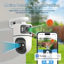 2-Pack/4-Pack Dual Lens Wireless Security Camera, PTZ Technology Monitoring, 2.4G WiFi, 5V Low Power Design, Auto Tracking, Full Color Night Vision, Two-Way Audio, AI Motion Detection, For Home And Street Security And Monitoring, Wireless Security Camera, Property Protection, Stylish Design, High-Quality Lens, Smart Monitoring, Property Monitoring, Hidden Monitoring, Night Vision Camera, Exquisite Packaging Suitable For Gifts - White - View 11