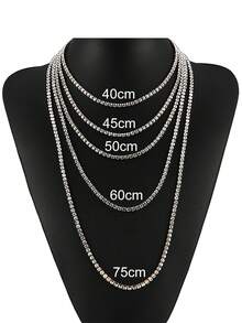 1条4毫米不锈钢项链，男女通用，嘻哈网球链项链，白色立方氧化锆吊坠饰品 - 項鍊 - 查看 2