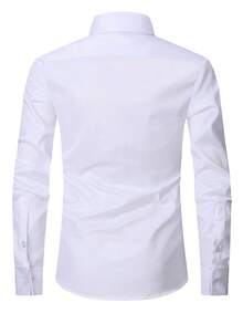 1pc Men's French Cuff Long Sleeve Formal Dress Shirt, Groom & Groomsman Wedding Party Attire, Comes With Random Cufflinks - trắng - Xem 2