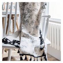 Bohemian Curtains 84 Inch Length, 2 Panels Floral Drapes For Living Room, French Country Farmhouse Window Treatments, Semi Sheer Cotton LinenToile Curtains - 多色166 - 查看 4