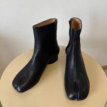 New  Toe-Separator Short Boots For Women, Slip-On Style, Combined With Mid-High Retro Chelsea Boots, Chunky Heel  Boots - 黑色跟高5.5cm(單裡) - 查看 3