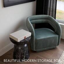 Cajas decorativas de almacenamiento de fotos con tapas, juego de 2 hermosos organizadores de lino son perfectos para almacenar de forma segura tus fotos, documentos, suministros de lbumes de recortes, recuerdos y otros recuerdos con estilo - L + Marfil - Ver 3