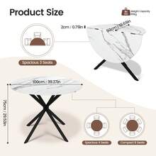 Jooli H Folding Dining Table And Chairs Set Of 2, Easy Clean Round Dining Table With Padded Chairs Durable Dining Furniture Set Suitable For Dining Room And Kitchen, White Marble Table With Linen Grey Chairs - White Marble Table + Linen Grey Chairs - View 4