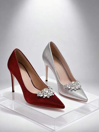 2pcs Artificial Crystal Rhinestone Bow Decor Metal Charms, Elegant Luxury Palace Style Fashion Accessories, Suitable For Decorating High Heels, Sneakers, Bags For Stylish Women, Perfect For Dates And Parties