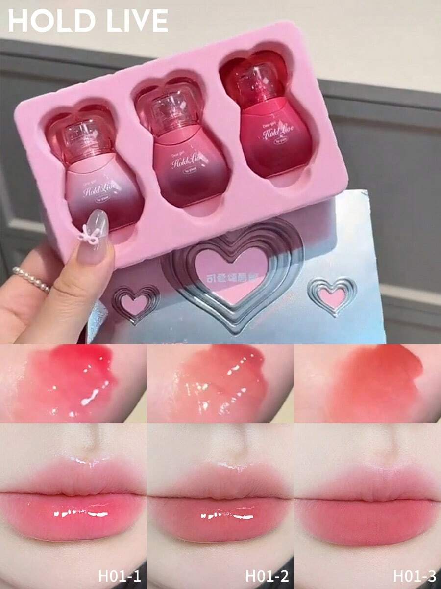 HOLD LIVE 可爱唇彩礼品套装，唇彩，保湿唇彩，裸色唇膏，亮泽保湿 - H01 - 查看 1