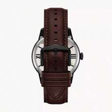 Fossil Townsman Automatik Herren Uhr, Cut Out transparente Scheibe, schwarzes Lederarmband und Nischendesign, einzigartig und modisch, zeigt Temperament/Männlichkeit, geeignet für den täglichen Lässig-Trag, ein Geschenk für Freund und Ehemann.ME3098